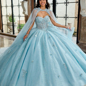 Strapless Cape Quinceanera Dress by Rachel Allan RQ1162