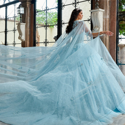 Strapless Cape Quinceanera Dress by Rachel Allan RQ1162