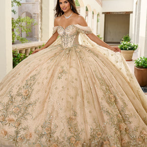 Cape Sleeve Quinceanera Dress by Rachel Allan RQ3146
