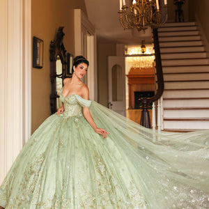 Cape Sleeve Quinceanera Dress by Rachel Allan RQ3146