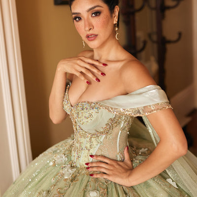 Cape Sleeve Quinceanera Dress by Rachel Allan RQ3146