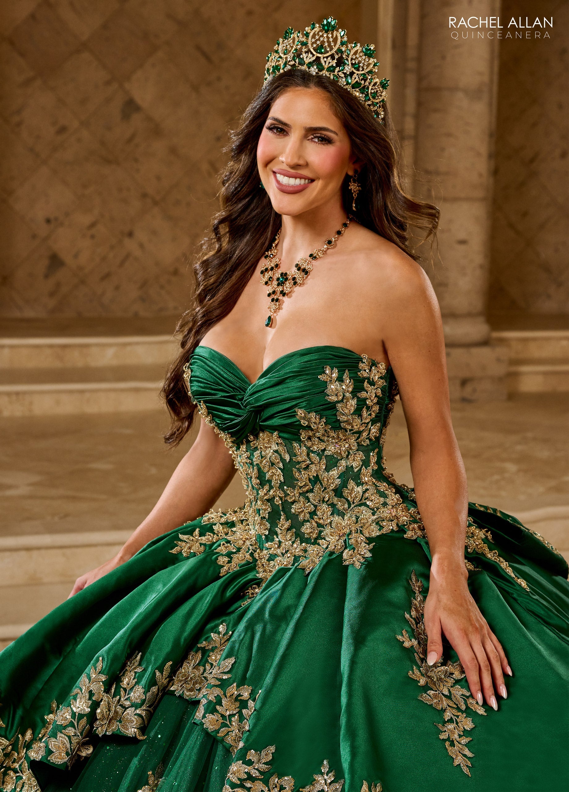 Charro Strapless Quinceanera Dress by Rachel Allan RQ5010 24W / Royal Gold