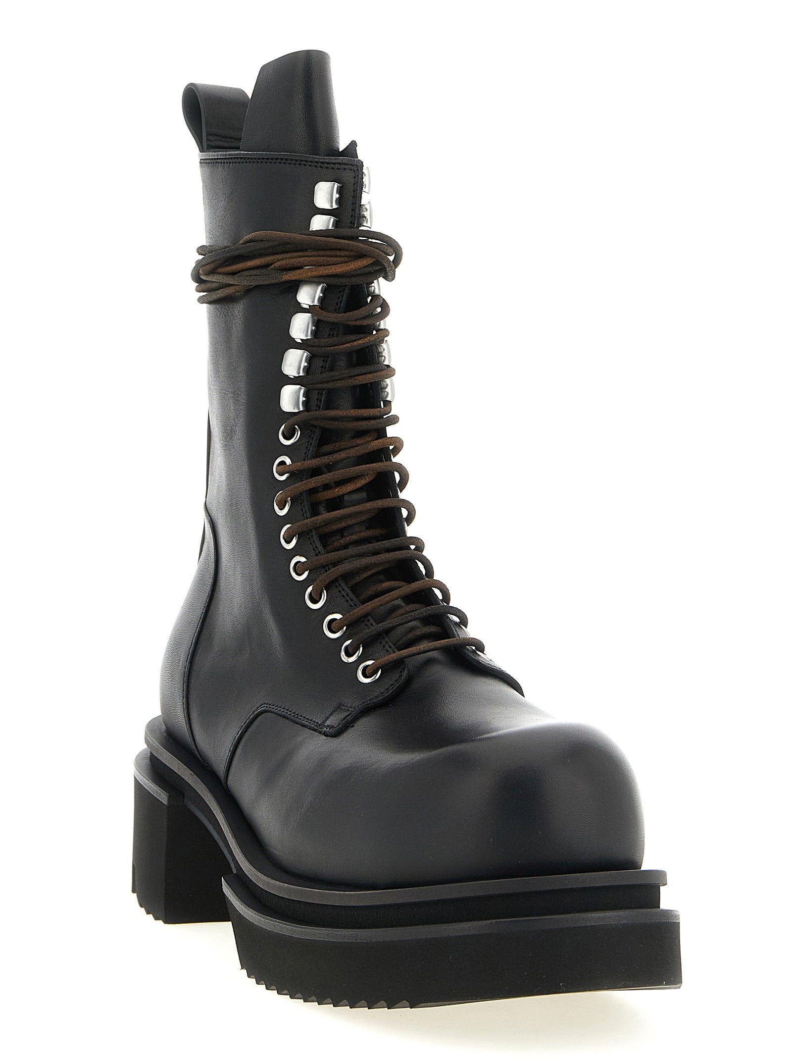 Rick Owens Lace Up Bogun Combat Boots