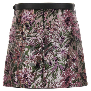 Self-Portrait Floral Sequin Mini Skirt