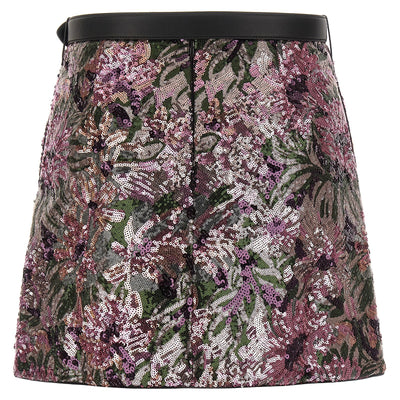 Self-Portrait Floral Sequin Mini Skirt