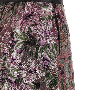 Self-Portrait Floral Sequin Mini Skirt