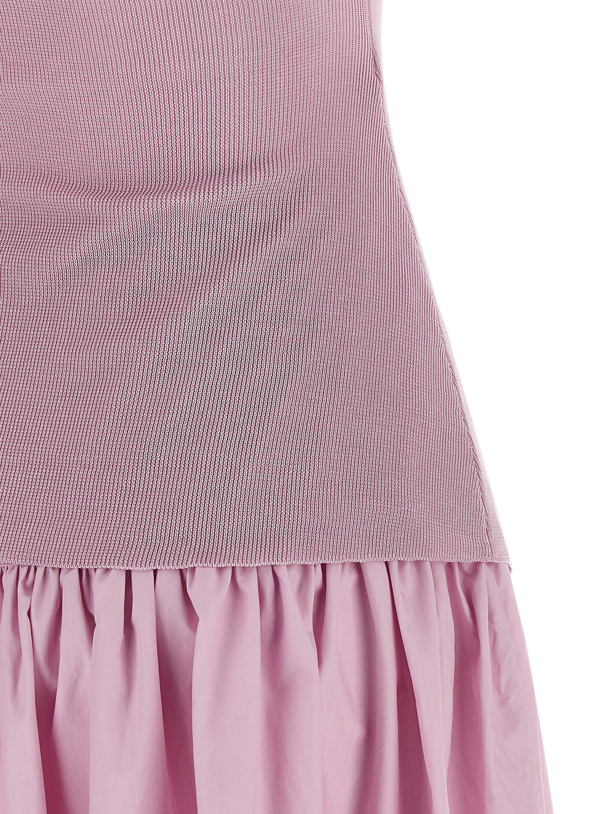 Self-Portrait Pink Cotton Draped Knit Midi Dress