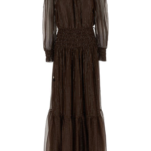 Self-Portrait Brown Georgette Off Shoulder Maxi Dress