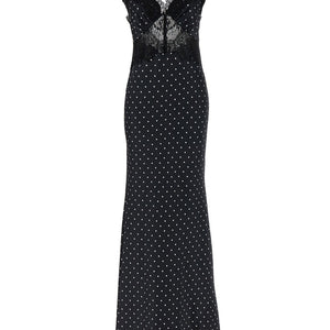Self-Portrait Polka Dot Satin Lace Maxi Dress