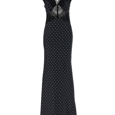 Self-Portrait Polka Dot Satin Lace Maxi Dress