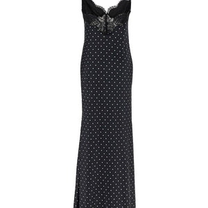 Self-Portrait Polka Dot Satin Lace Maxi Dress