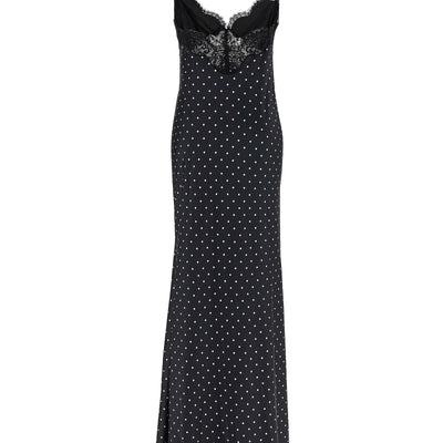 Self-Portrait Polka Dot Satin Lace Maxi Dress