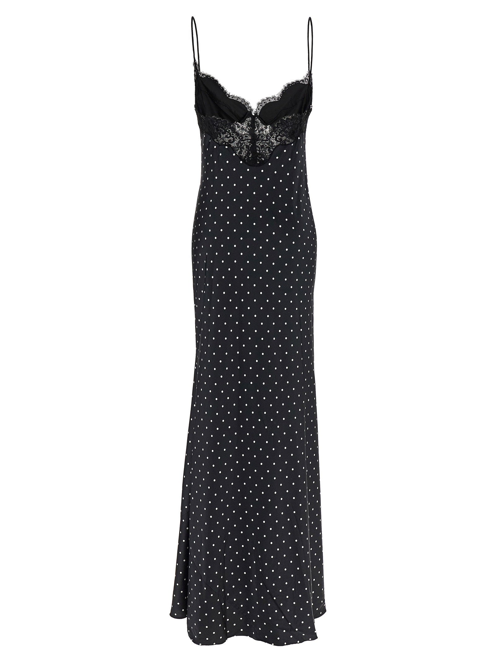 Self-Portrait Polka Dot Satin Lace Maxi Dress