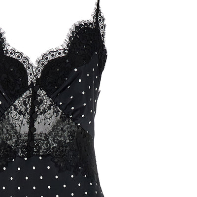 Self-Portrait Polka Dot Satin Lace Maxi Dress