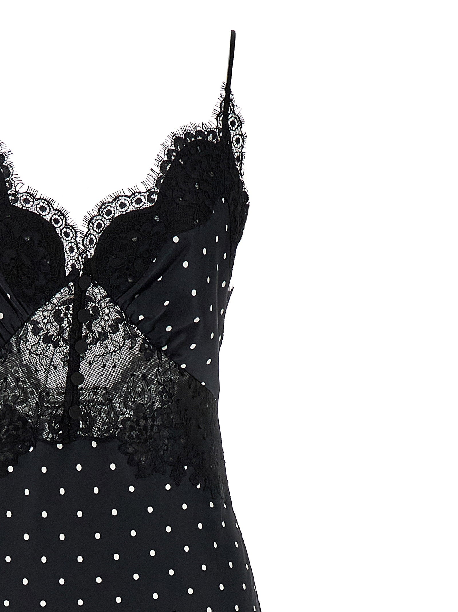Self-Portrait Polka Dot Satin Lace Maxi Dress