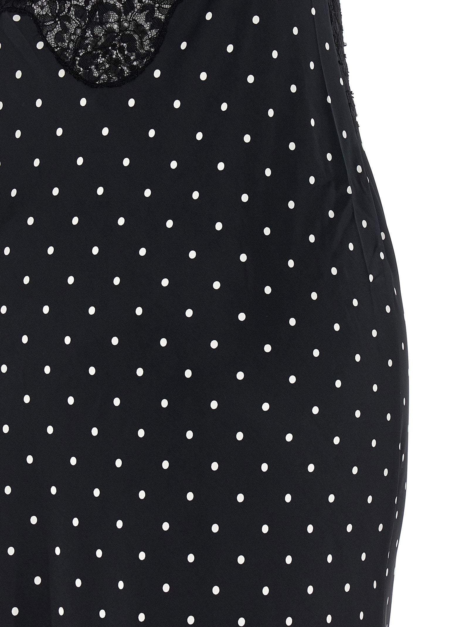 Self-Portrait Polka Dot Satin Lace Maxi Dress