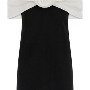 Self-Portrait Black Crêpe Flower Mini Dress