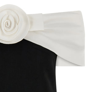 Self-Portrait Black Crêpe Flower Mini Dress