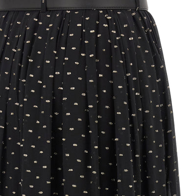 Self-Portrait Black And Gold Chiffon Lace Maxi Skirt