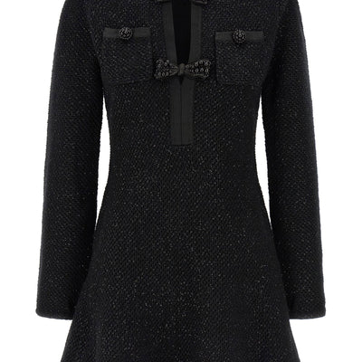 Self-Portrait Black Sequin Knit Mini Dress