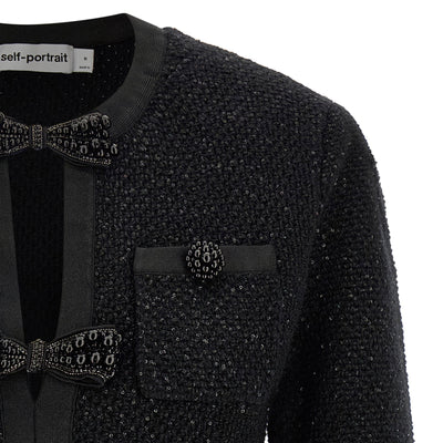 Self-Portrait Black Sequin Knit Mini Dress