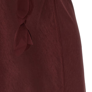 Self-Portrait Burgundy Satin Flower Midi Dress