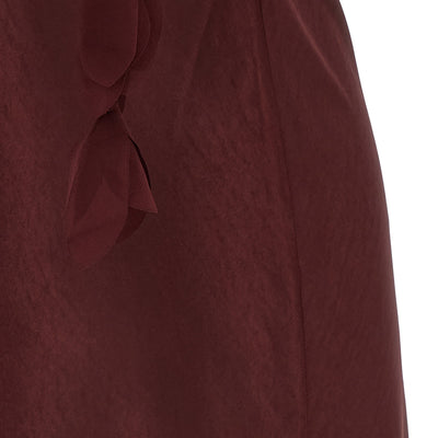 Self-Portrait Burgundy Satin Flower Midi Dress