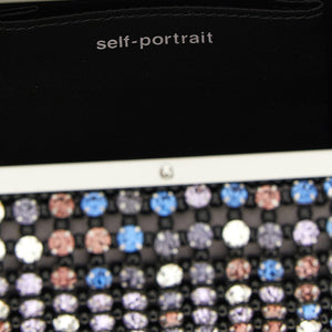 Self-Portrait Multi Crystal Chainmail Clutch