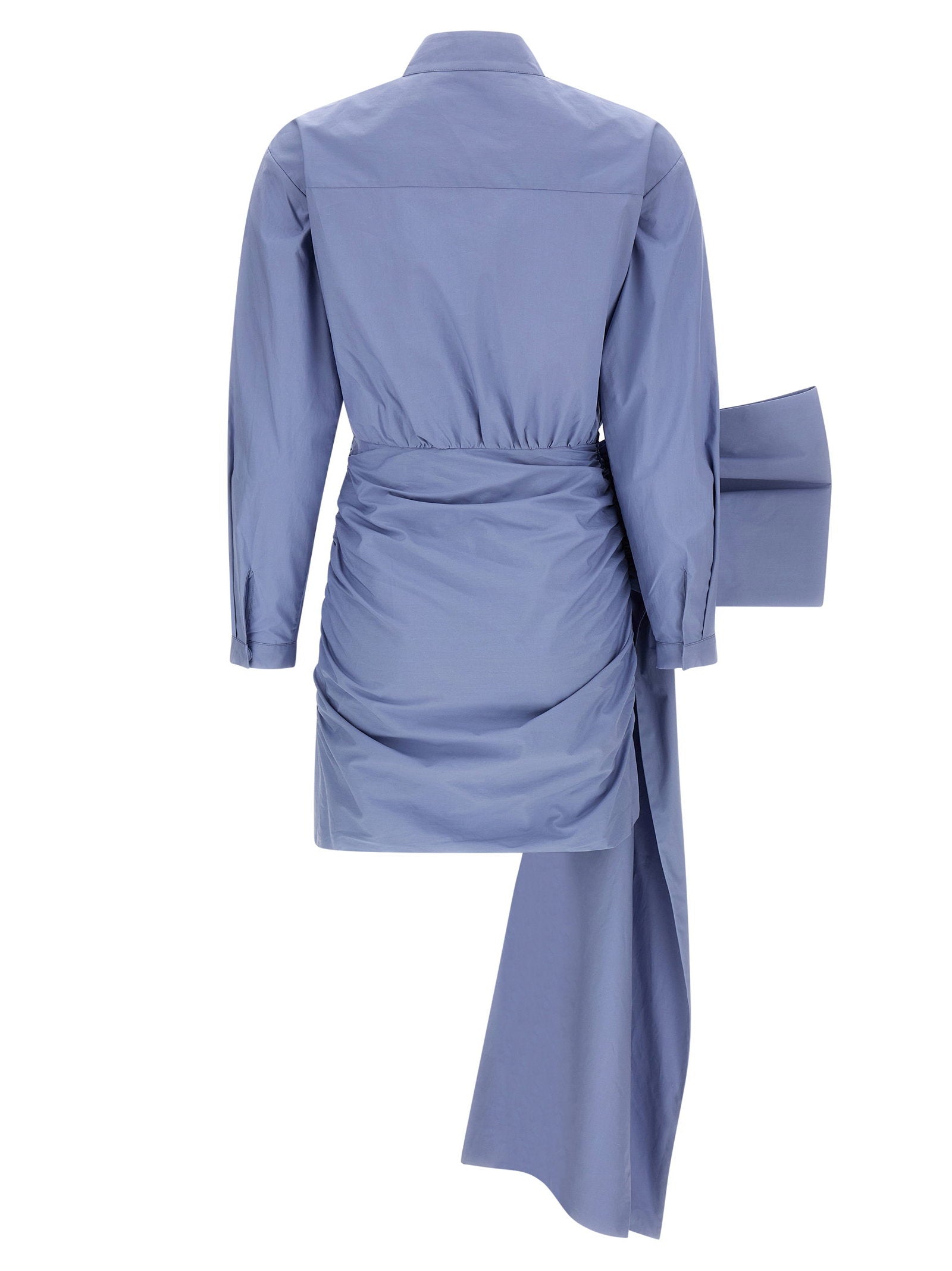 Self-Portrait Blue Cotton Tie Side Mini Dress