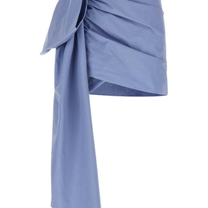 Self-Portrait Blue Cotton Tie Side Mini Skirt