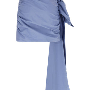 Self-Portrait Blue Cotton Tie Side Mini Skirt