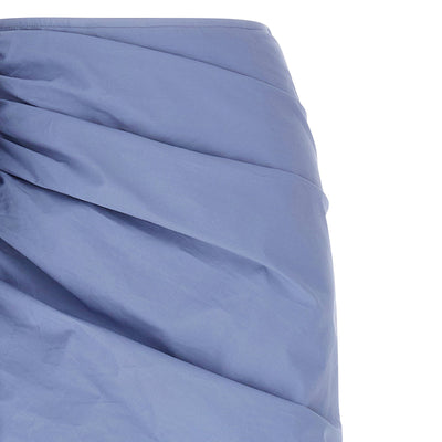 Self-Portrait Blue Cotton Tie Side Mini Skirt