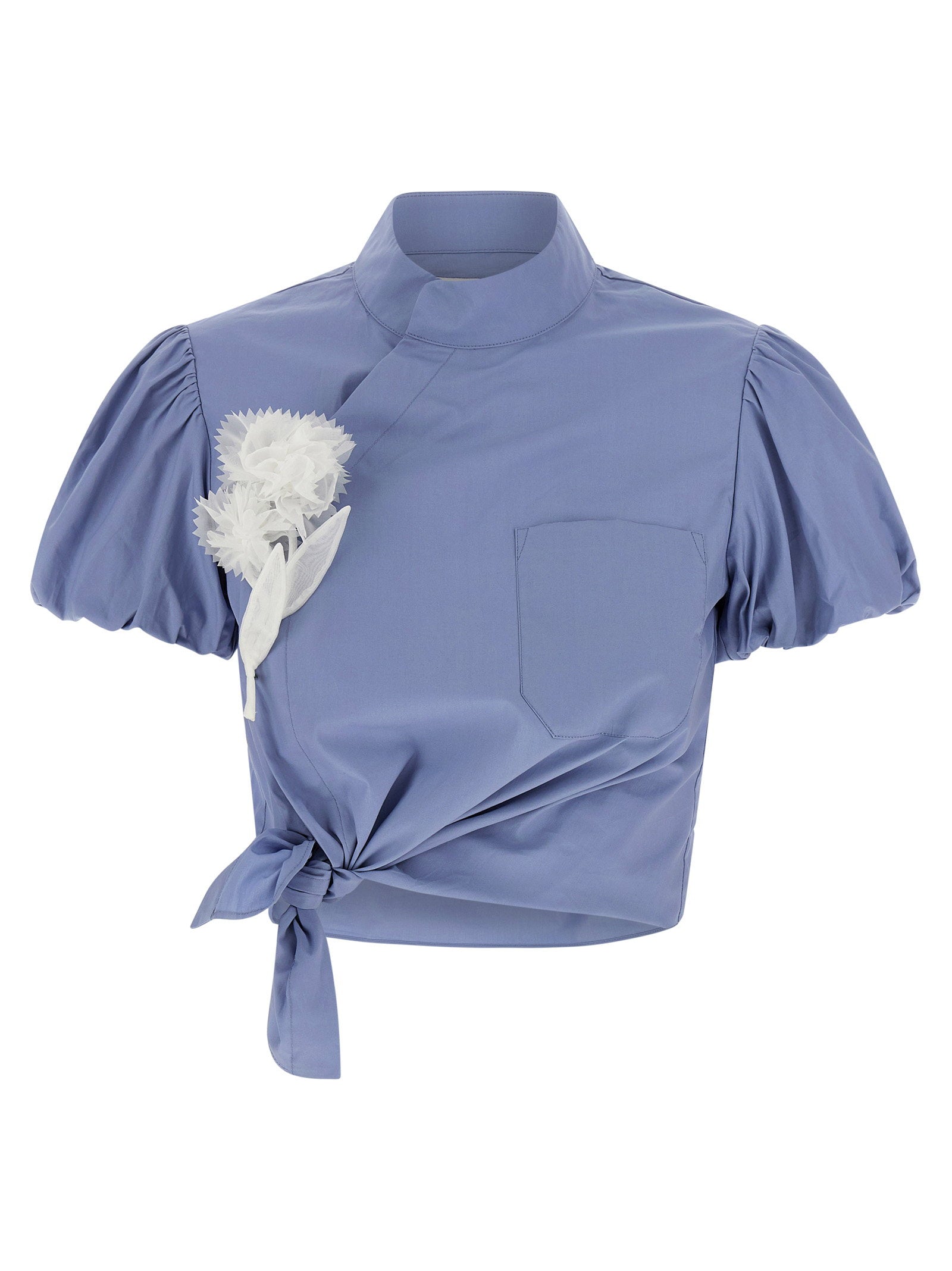 Self-Portrait Blue Cotton Tie Side Top