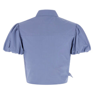 Self-Portrait Blue Cotton Tie Side Top