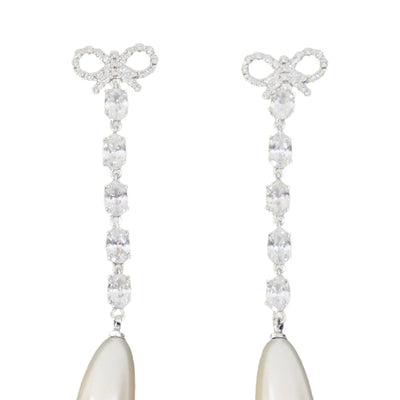 Self-Portrait Bow Pearl Droplet Earrings