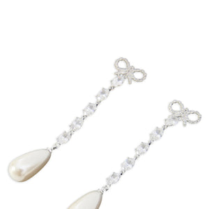 Self-Portrait Bow Pearl Droplet Earrings