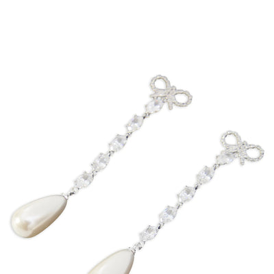 Self-Portrait Bow Pearl Droplet Earrings