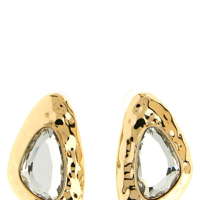 Self-Portrait Hammered Gold Crystal Earrings