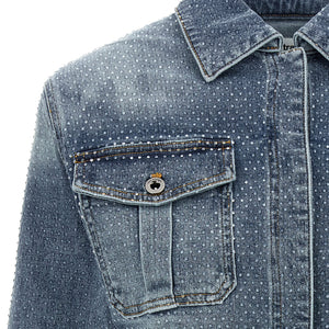 Self-Portrait Rhinestone Denim Jumpsuit