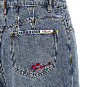 Self-Portrait Blue Barrel Leg Jeans