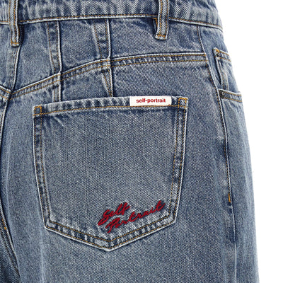 Self-Portrait Blue Barrel Leg Jeans