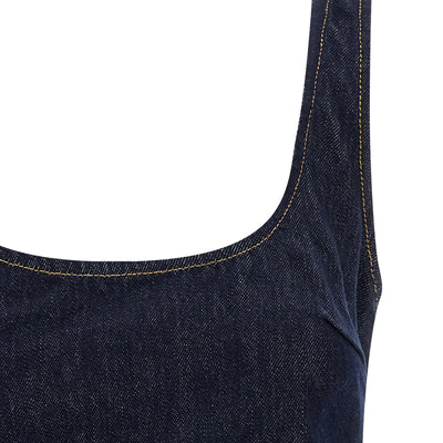Self-Portrait Indigo Denim 3d Flower Mini Dress