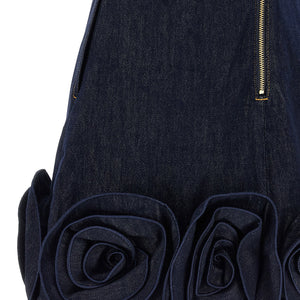 Self-Portrait Indigo Denim 3d Flower Mini Dress