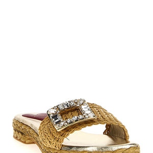 Roger Vivier Raffia Jewel Sandals