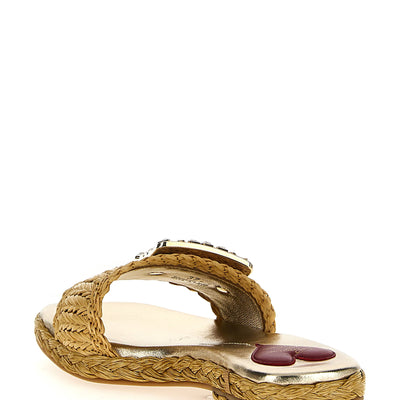 Roger Vivier Raffia Jewel Sandals