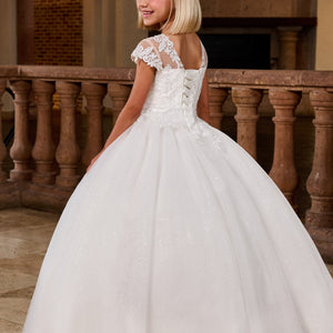 Girls Applique Short Sleeve Gown by Rachel Allan RB9171