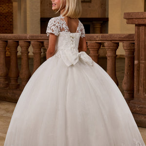 Girls Applique Short Sleeve Gown by Rachel Allan RB9174