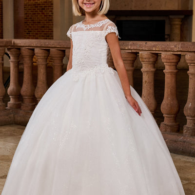 Girls Applique Short Sleeve Gown by Rachel Allan RB9171