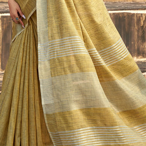 Mesmerising Mustard Cotton Silk Saree With Felicitous Blouse Piece