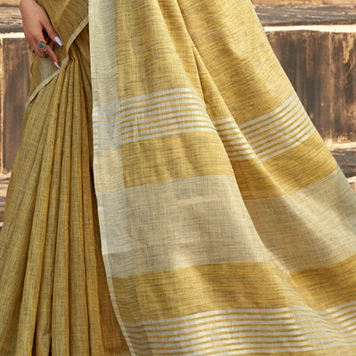 Mesmerising Mustard Cotton Silk Saree With Felicitous Blouse Piece